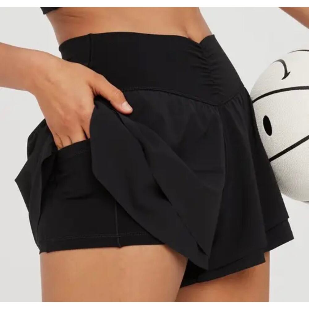 OFFLINE by Aerie Real Me Crossover Skort Black Built-In Shorts XS Athletic